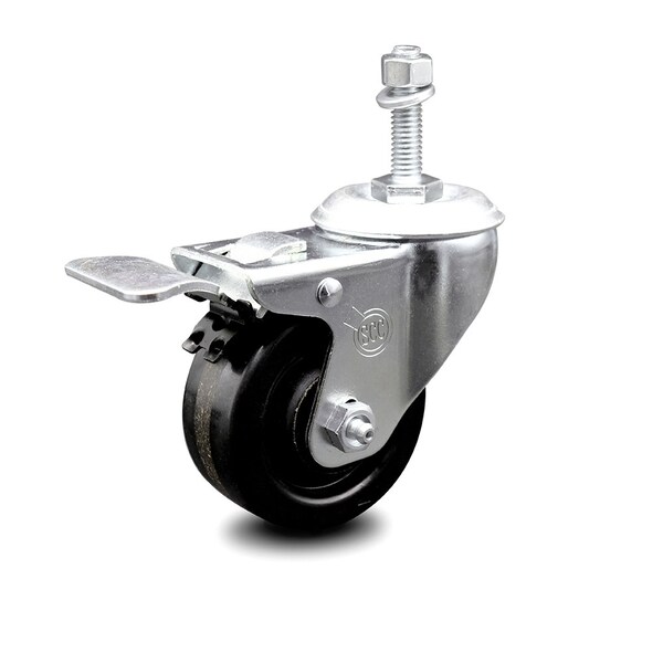 3 Inch Phenolic Swivel 10mm Threaded Stem Caster with Total Lock Brake SCC